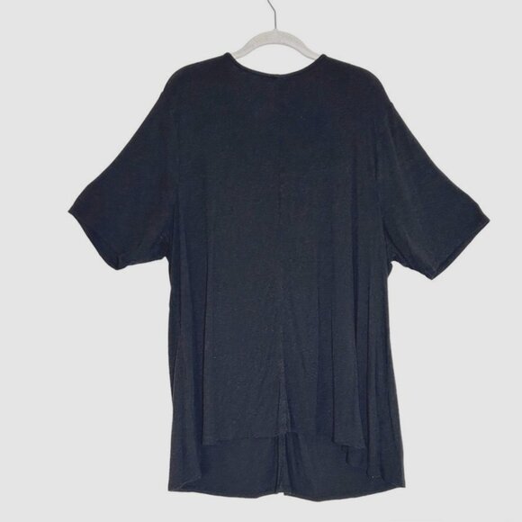 Lane Bryant Women's Short Sleeve Front Gathered Pullover Top in Black - Sz 22/24 - Picture 2 of 6